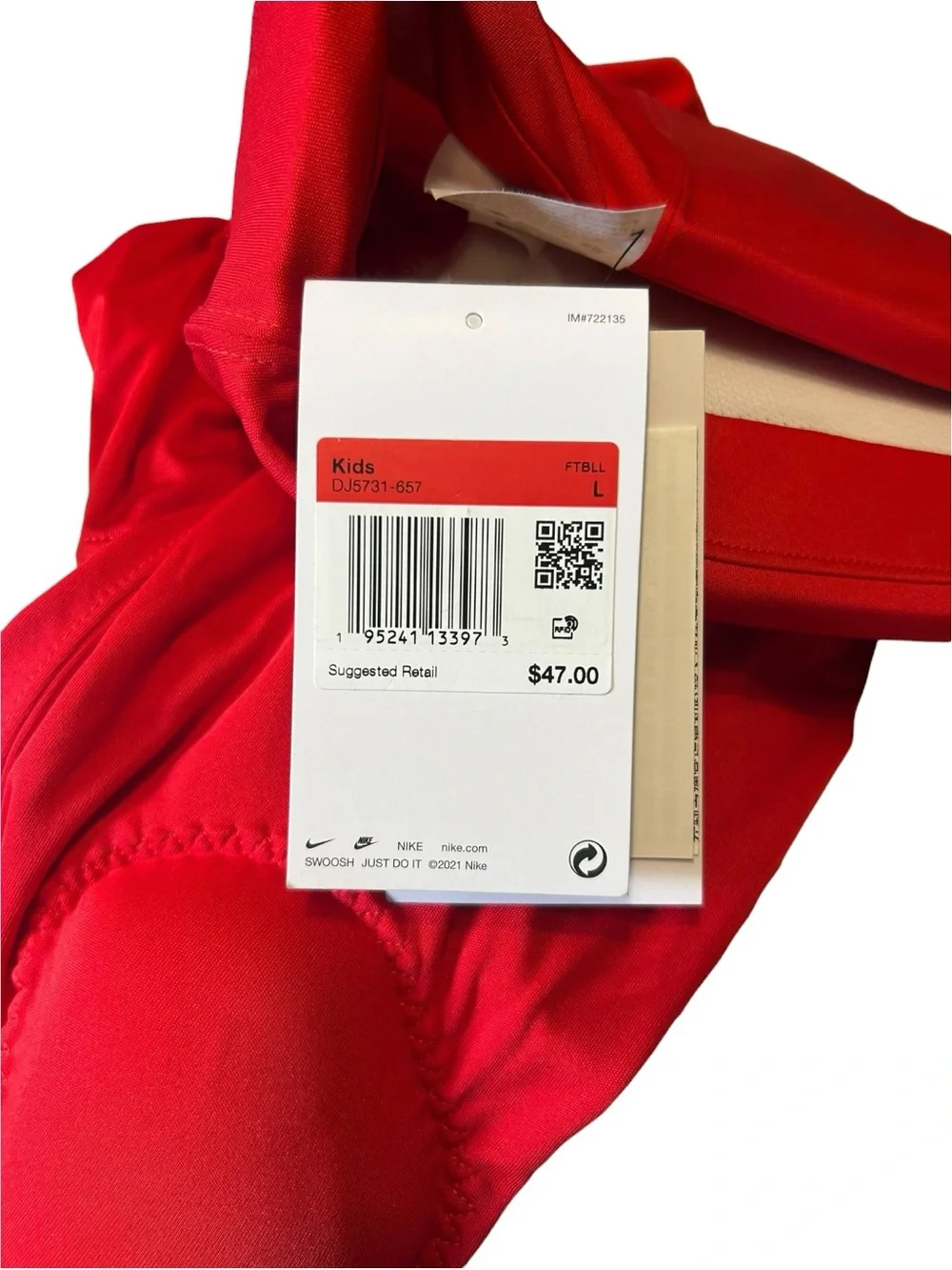 NEW Nike Integrated Football Pad Pants Boys Size L Large DJ5731-657 Red